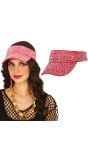 Zonneklep 80's Roze met Studs