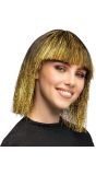 Zwart Gouden Tinsel Pruik Dames