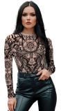 Zwart Halloween Demonische Tattoo Leotard