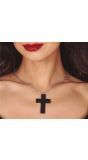 Zwart heilig kruis ketting 6 cm halloween