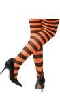 Zwart oranje gestreepte panty dames