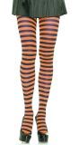 Zwart Oranje Nylon Gestreepte Panty