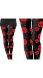 Zwart rode Dia de Muertos panty dames