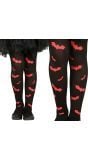 Zwart rode vleermuis panty kind halloween