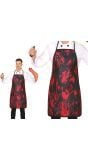 Zwart slagersschort met bloed halloween