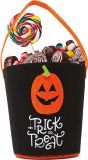 Zwart snoepmandje met pompoen 35 x 20 cm halloween