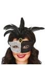 Zwart Wit Venetiaans Carnaval Masker met Veren