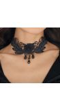 Zwarte Bloem met Sieraden Choker