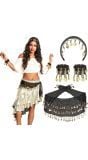 Zwarte Buikdanseres Accessoires Set met Muntjes