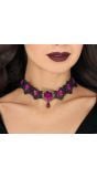 Zwarte Choker met Paarse Diamant