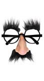 Zwarte Feestbril met Neus Snor en Wenkbrauwen