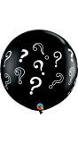 Zwarte gender reveal vraagteken ballonnen 2 stuks