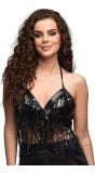 Zwarte Glitter Festival Top met Pailletten Dames
