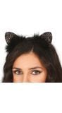 Zwarte Glitter Hoofdband Kattenoren