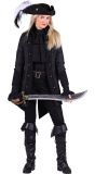 Zwarte Gothic Piratenjas Dames Halloween