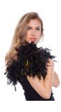 Zwarte gouden luxe veren boa 180cm