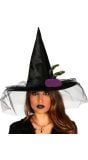 Zwarte heksenhoed met sluier halloween