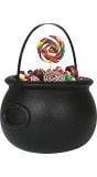 Zwarte ketel met hendel 20 cm halloween