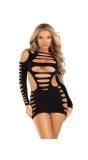 Zwarte Mini Jurk Gescheurd Dames