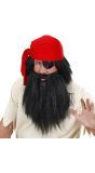 Zwarte Pruik met Baard