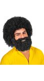 Zwarte pruik met baard