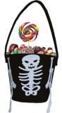 Zwarte skelet snoepemmer met hendel vilt halloween