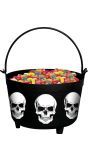 Zwarte snoepketel doodshoofd 24 x 23 x 15 cm halloween