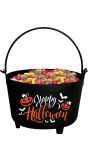 Zwarte snoepketel 'Happy Halloween' 24 x 23 x 15 cm