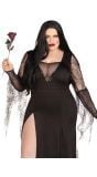 Zwarte spider Morticia plus size jurk