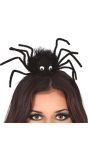 Zwarte spin met ogen haarband halloween
