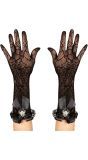 Zwarte spinnenweb handschoenen met strass