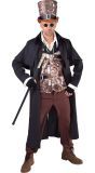 Zwarte steampunk mantel man