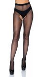 Zwarte Transparante Kruisloze Panty