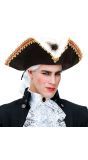 Zwarte tricorn met marabou rand