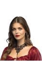 Zwarte Vampier Choker met Rode Edelstenen