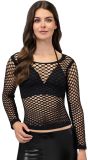 Zwarte Visnet Rave Top Dames