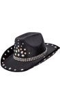 Zwarte Western Cowboyhoed met Strass Steentjes