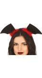 Zwart/rode vleermuis vleugels haarband halloween