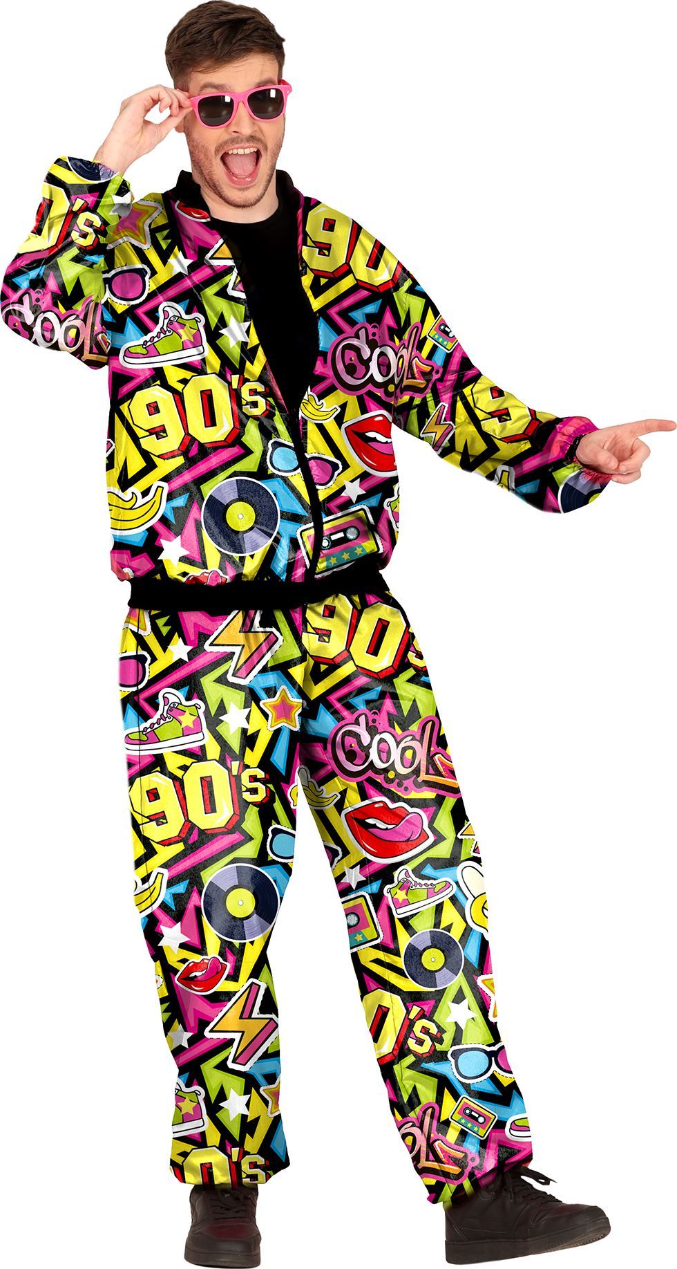 YQVGFBY 80s outfit heren jaren 90 retro trainingspak Halloween carnaval kostuum joggingpak sportpak badass kostuums 8 stuks (rood, M