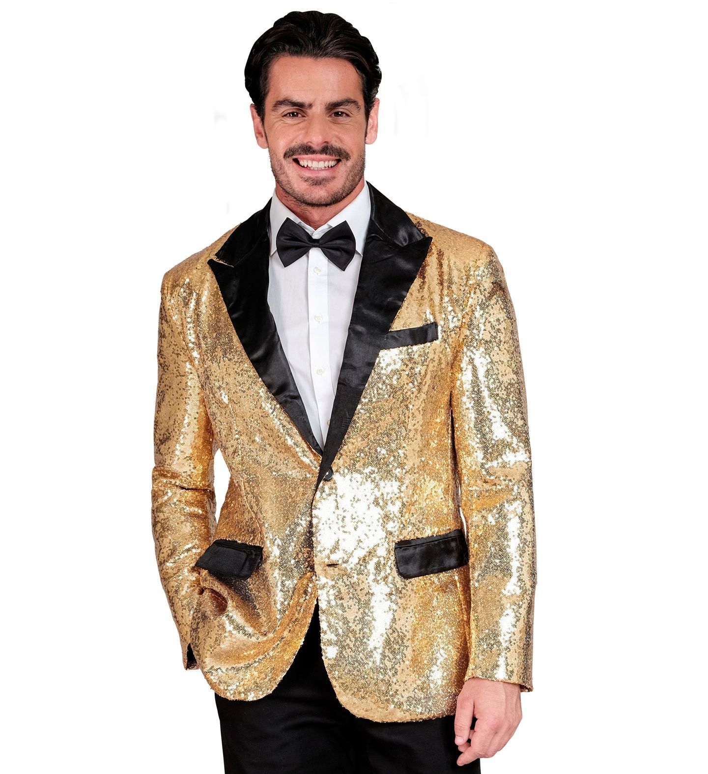 Heren zomerjassen charme mannen casual één knop fit pak jas jas pailletten feest top lange jurk shirt mannen, Goud, S
