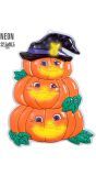 3D halloween neon pompoen trio met hoed