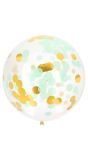 Ballon XL met confetti goud mint