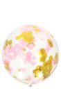 Ballon XL met confetti goud roze