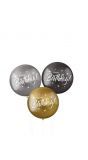 Ballonnen XL happy Birthday zilver goud zwart
