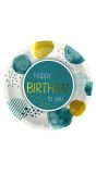 Blauw goud happy Birthday folieballon