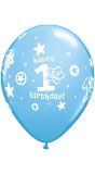 Blauwe 1e verjaardag ballonnen 25 stuks