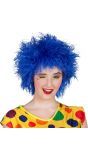 Blauwe clown pruik frizzy