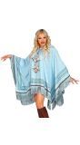 Blauwe hippie poncho