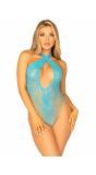 Blauwe kanten halter netlingerieset dames