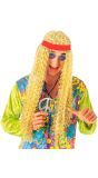 Blonde hippie pruik met rode hoofdband